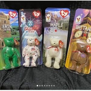 1999 Mcdonalds, Beanie Baby Collection. Unopened: Erin, Maple, Brittania & Glory